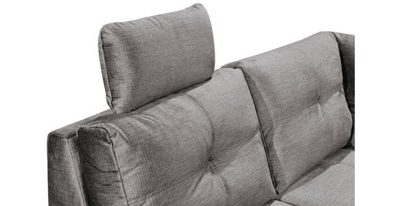 WOHNLANDSCHAFT in Mikrovelours Hellgrau - Hellgrau/Schwarz, KONVENTIONELL, Kunststoff/Textil (217/334/127cm) - Carryhome