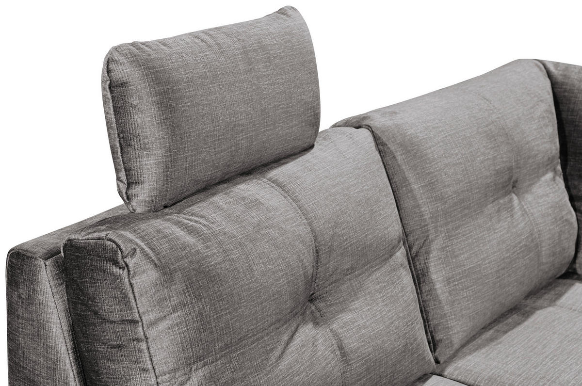 WOHNLANDSCHAFT in Mikrovelours Hellgrau  - Hellgrau/Schwarz, Konventionell, Kunststoff/Textil (217/334/127cm) - Carryhome