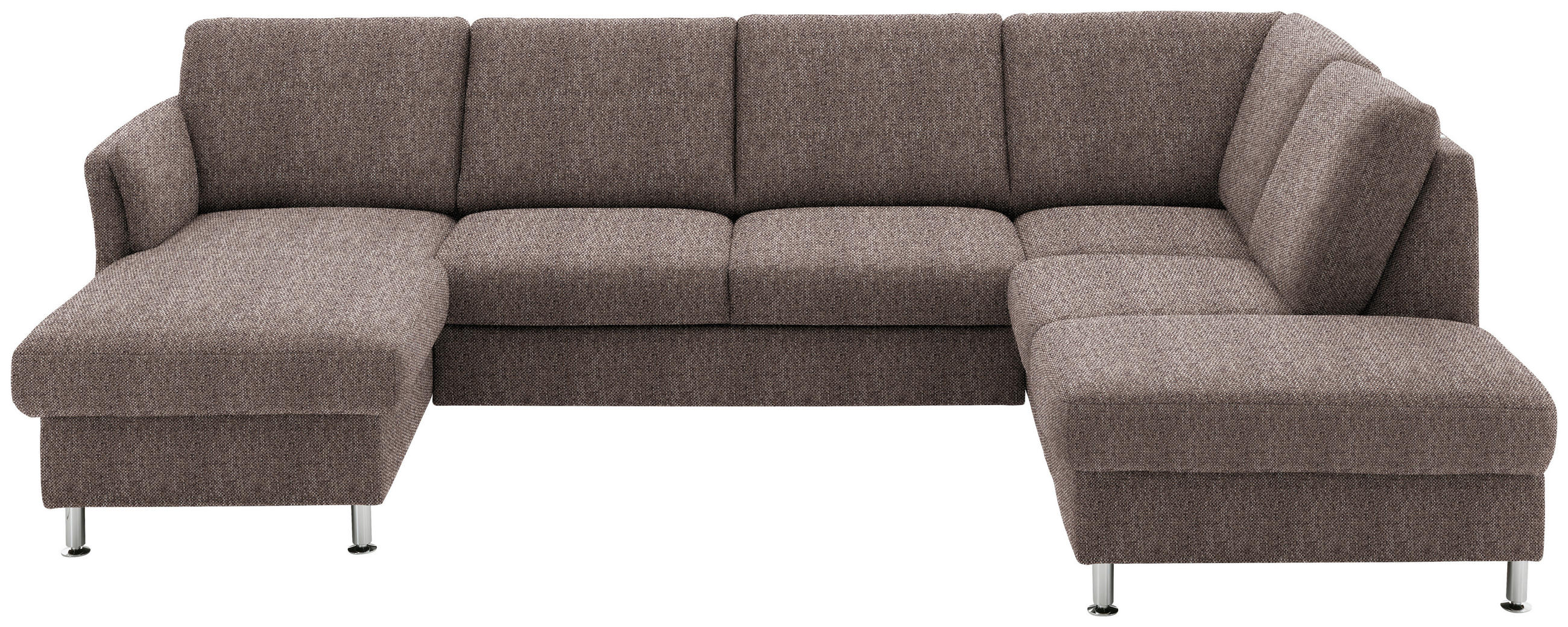 SOFFA i flatväv brun  - kromfärg/brun, Klassisk, metall/textil (168/305/200cm) - Beldomo System