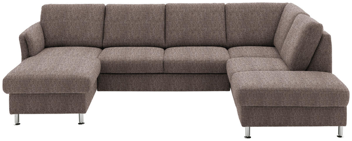 SOFFA i flatväv brun  - kromfärg/brun, Klassisk, metall/textil (168/305/200cm) - Beldomo System