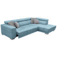 ECKSOFA  in Chenille Hellblau  301/207 cm  - Chromfarben/Hellblau, Design, Textil (301/207cm) - Xora