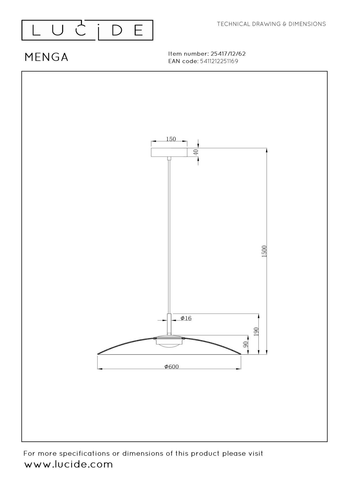 LED-HÄNGELEUCHTE 60/60/150 cm    - Konventionell (60/60/150cm) - Lucide