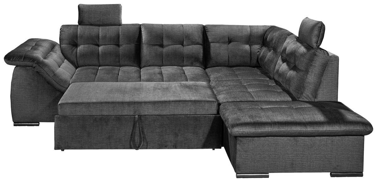ECKSOFA in Mikrovelours Schwarz  - Schwarz, Konventionell, Kunststoff/Textil (283/217cm) - MID.YOU