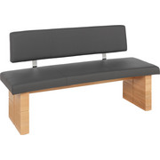 RUNDBANK Lederlook Kernbuche massiv Buchefarben, Fango - Fango/Buchefarben, KONVENTIONELL, Holz/Textil (160cm) - VOLEO