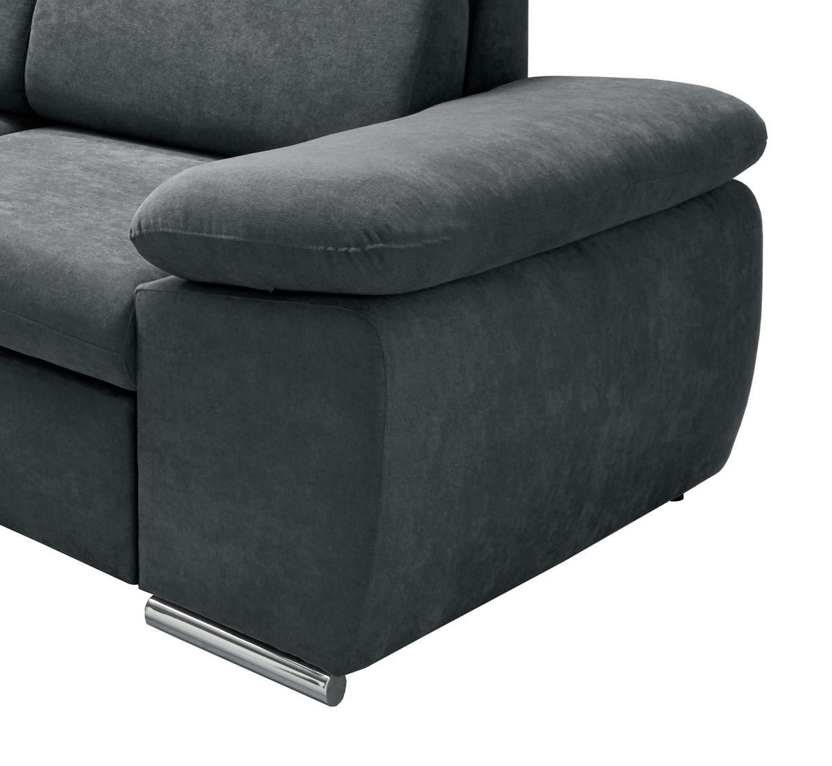 ECKSOFA Anthrazit Mikrofaser  - Chromfarben/Anthrazit, Design, Textil/Metall (228/283cm) - Livetastic