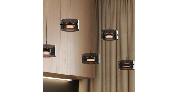 LED-HÄNGELEUCHTE 128/16/150 cm  - Schwarz, Design, Glas/Kunststoff (128/16/150cm) - Novel