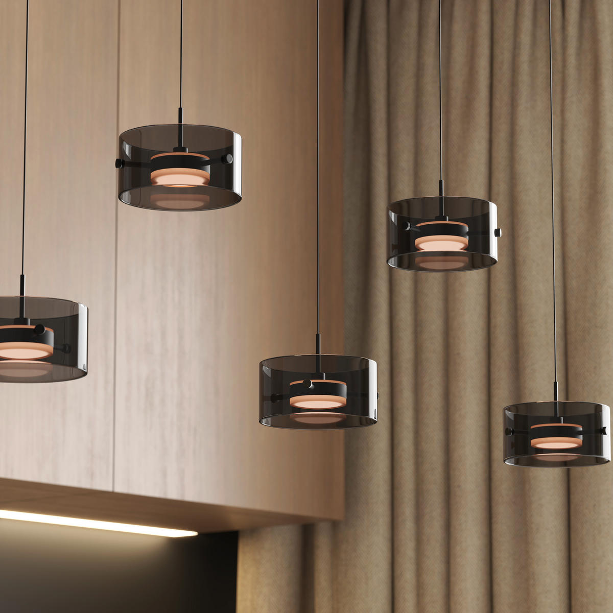 LED-HÄNGELEUCHTE 128/16/150 cm  - Schwarz, Design, Glas/Kunststoff (128/16/150cm) - Novel