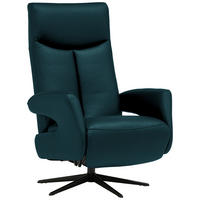RELAXSESSEL in Leder Blau  - Blau/Schwarz, Design, Leder/Metall (74/105/82cm) - Welnova