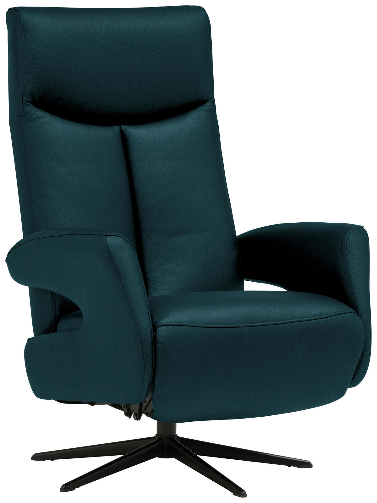 RELAXSESSEL in Leder Blau  - Blau/Schwarz, Design, Leder/Metall (74/105/82cm) - Welnova