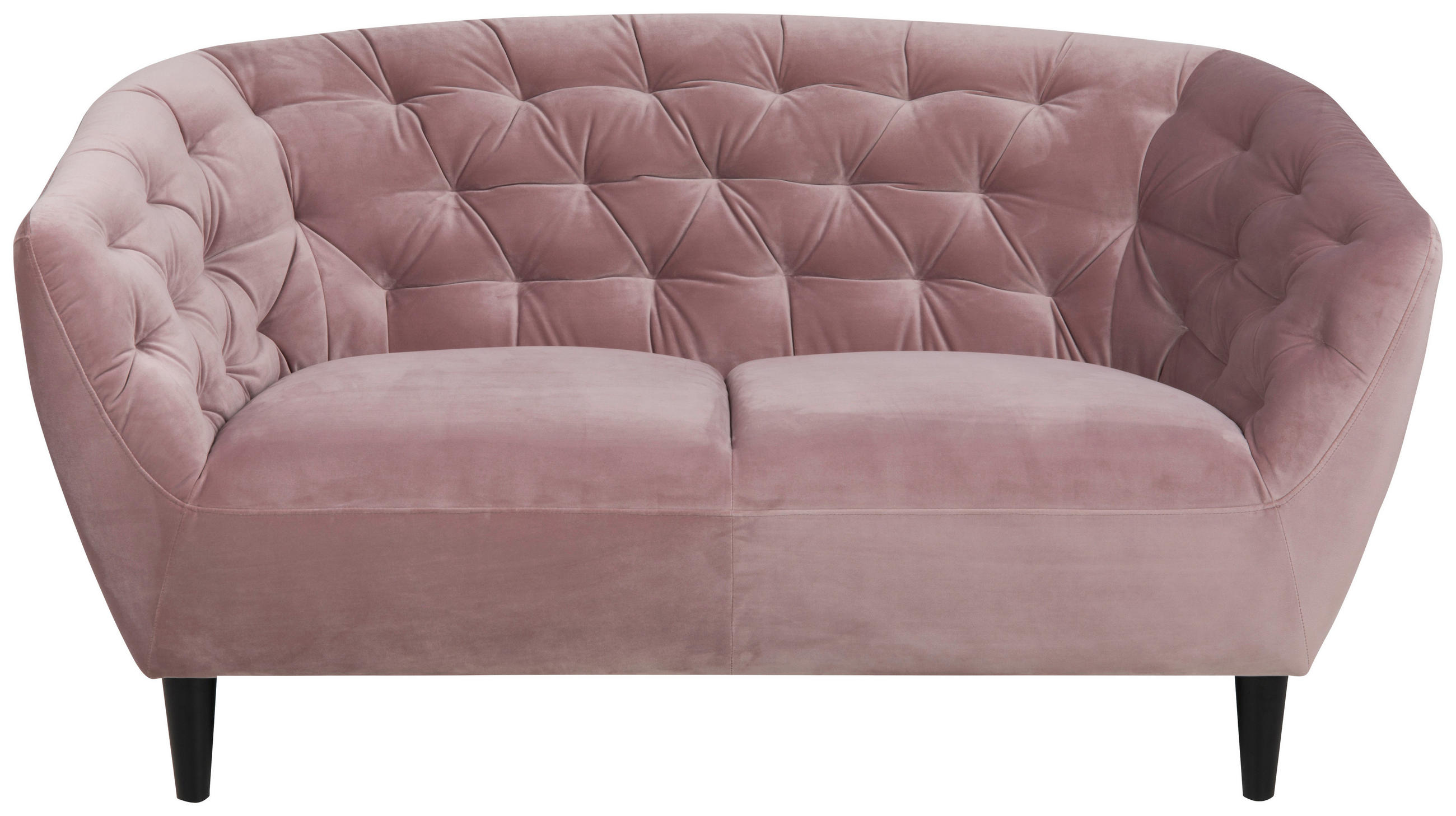 CHESTERFIELD-SOFA in Samt Rosa - Schwarz/Rosa, Trend, Holz/Textil (150/78/84cm) - Ambia Home