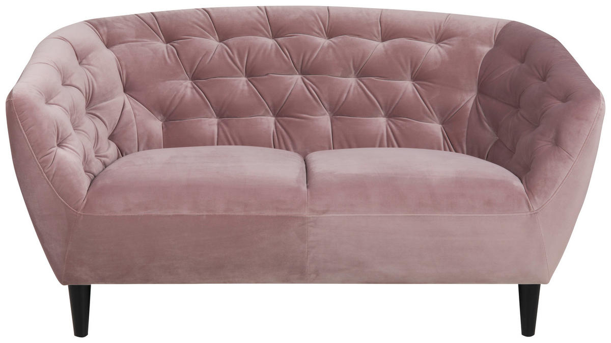 CHESTERFIELD-SOFA Rosa Samt  - Schwarz/Rosa, Trend, Holz/Textil (150/78/84cm) - Ambia Home