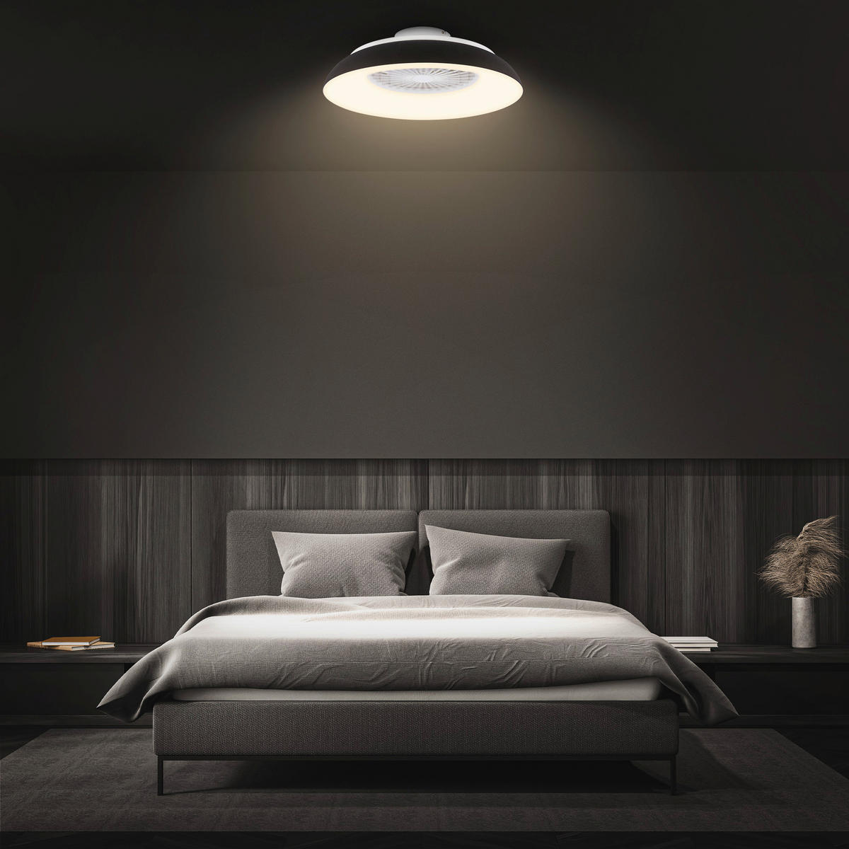 Deckenleuchte mit Ventilator 60/19 cm  - Schwarz/Weiß, Design, Kunststoff (60/19cm)