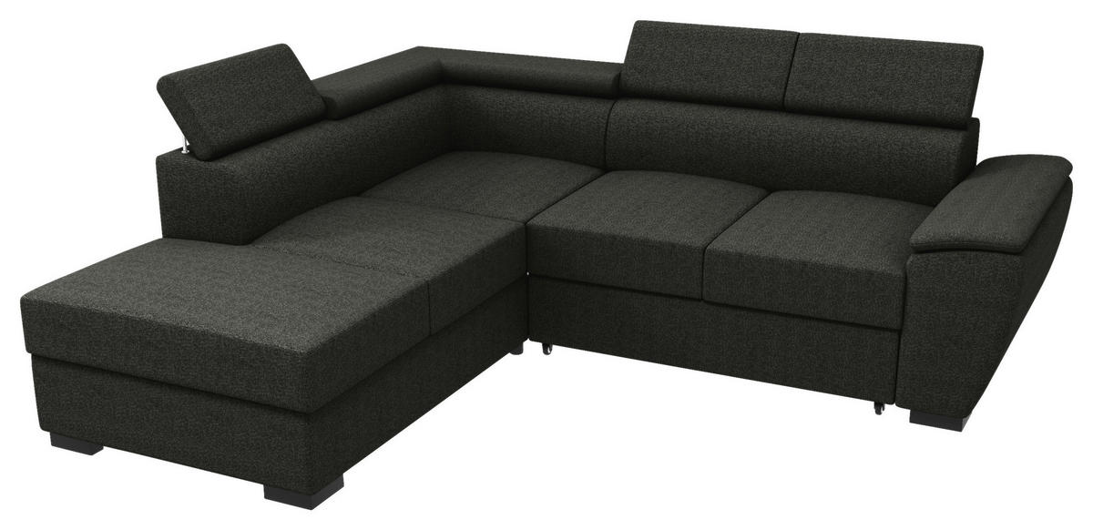 ECKSOFA Anthrazit Flachgewebe  - Anthrazit/Schwarz, KONVENTIONELL, Kunststoff/Textil (220/266cm) - Carryhome