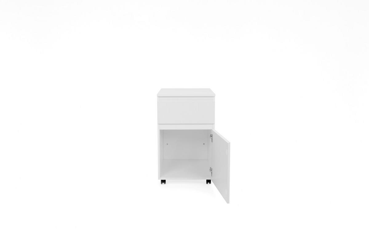 LADIČAR NA KOTAČIĆIMA  bijela  - bijela/crna, Moderno, drvni materijal/plastika (44/73/52cm) - Ti'me