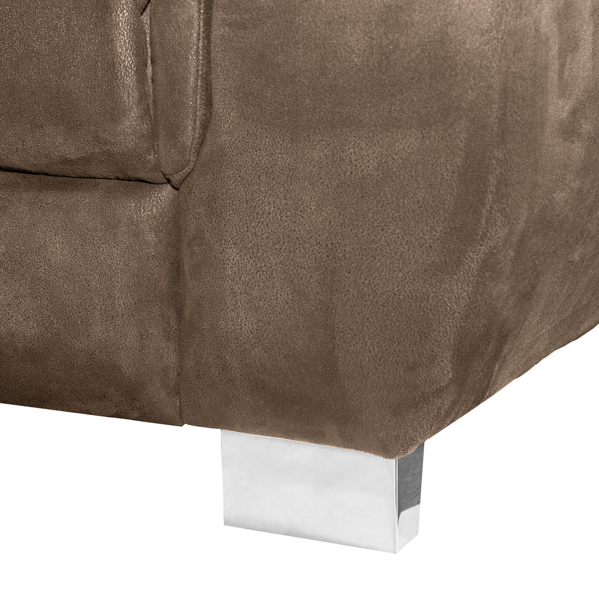 ECKSOFA Braun Mikrofaser Rücken echt, Relaxfunktion, Kopfteilverstellung  - Chromfarben/Braun, Design, Textil/Metall (276/238cm) - Livetastic