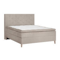 BOXSPRING-ÁGY 120/200 cm  bézs  - bézs/tölgyfa színű, Konventionell, textil/fa (120/200cm) - Welnova