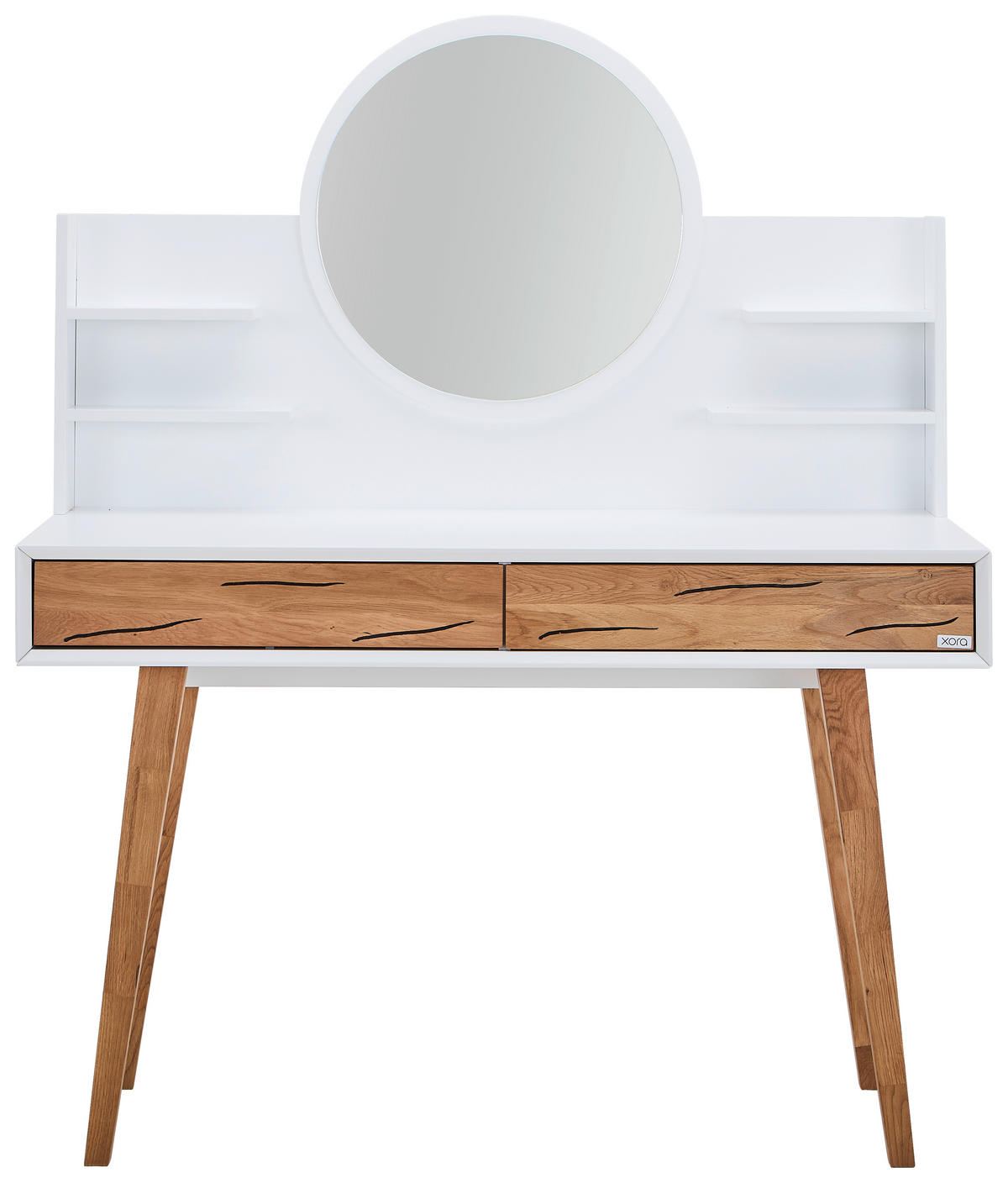 SCHMINKTISCH 120/55/135 cm, Weiß, Eichefarben  - Eichefarben/Weiß, Trend, Glas/Holz (120/55/135cm) - Xora