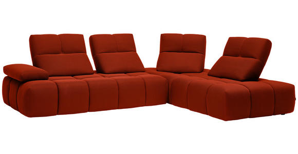 ECKSOFA in Struktur Dunkelorange 313/233 cm - Dunkelorange/Schwarz, Design, Kunststoff/Textil (313/233cm) - Emilio Belluti