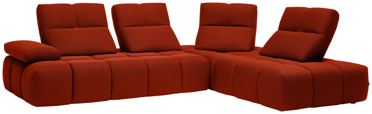 ECKSOFA  in Struktur Dunkelorange  313/233 cm  - Dunkelorange/Schwarz, Design, Kunststoff/Textil (313/233cm) - Belluti