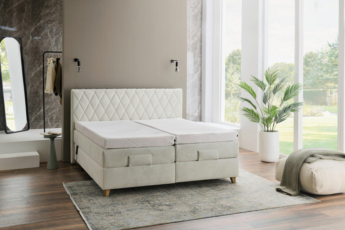 BOXSPRINGBETT 200/200 cm  Naturfarben  - Naturfarben, Modern, Holz/Textil (200/200cm) - Hukla