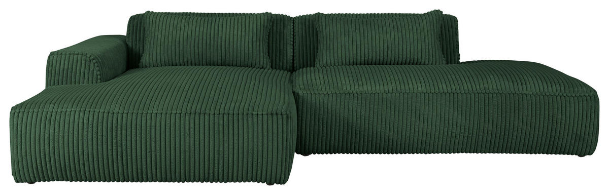 ECKSOFA BILLUND Dunkelgrün Cord Nierenkissen  - Dunkelgrün/Schwarz, KONVENTIONELL, Kunststoff/Textil (294/165cm) - Livetastic