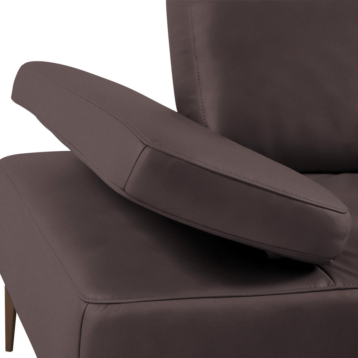 ECKSOFA in Echtleder Dunkelbraun  - Dunkelbraun/Bronzefarben, Design, Leder/Holz (314/176cm) - Valnatura
