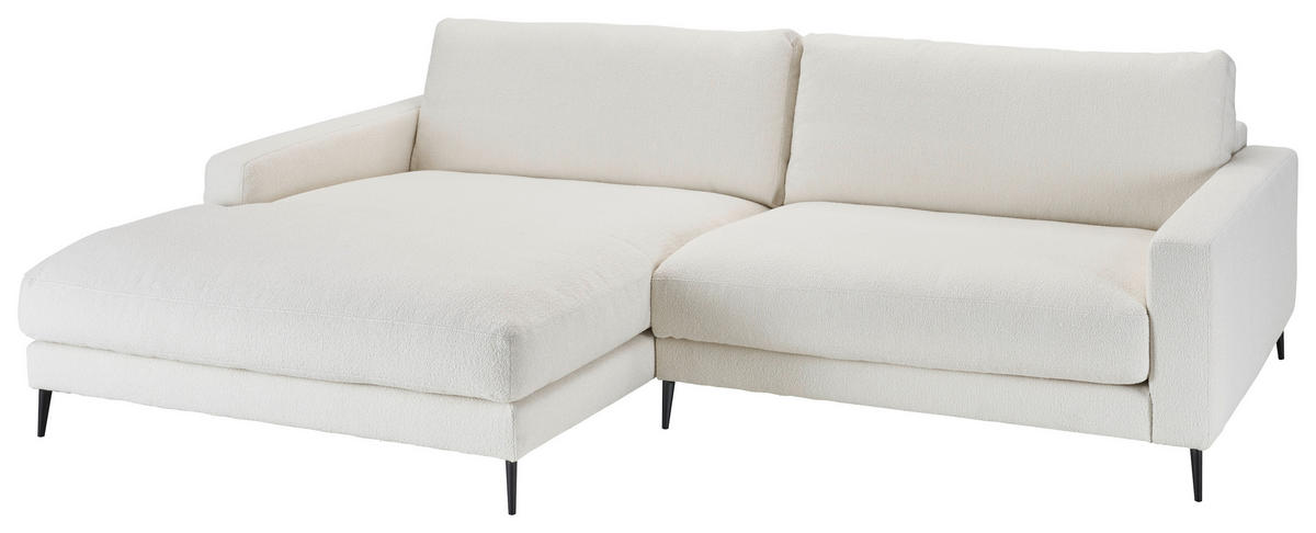 ECKSOFA in Flachgewebe Weiss  - Weiss/Schwarz, Design, Textil/Metall (190/272cm) - Lomoco