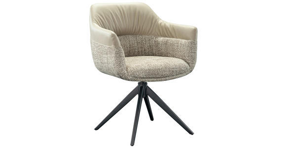 ARMLEHNSTUHL  Sitzfläche 360° drehbar Webstoff, Mikrofaser  - Taupe/Schwarz, Design, Textil/Metall (62/83/60cm) - Novel