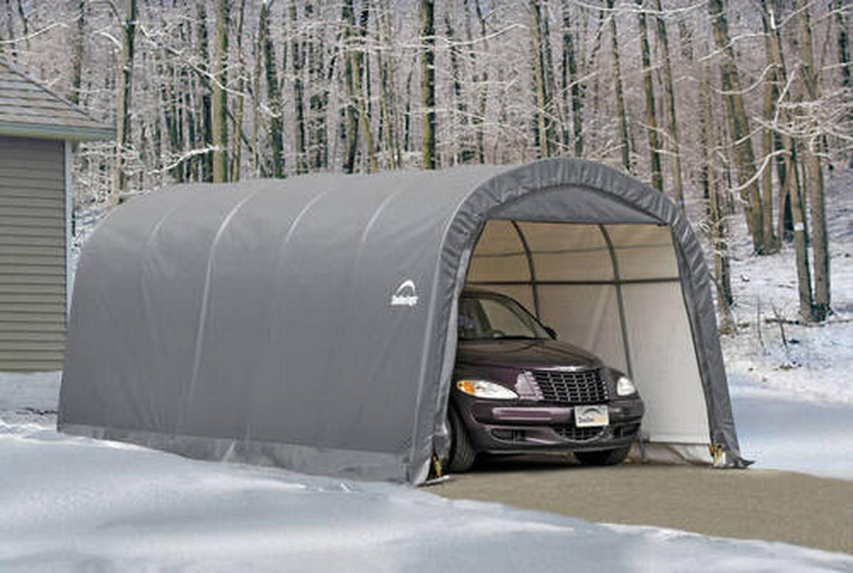 CARPORT 370/240/610 cm Stahl  - Grau, Basics, Kunststoff/Metall (370/240/610cm) - Ambia Garden