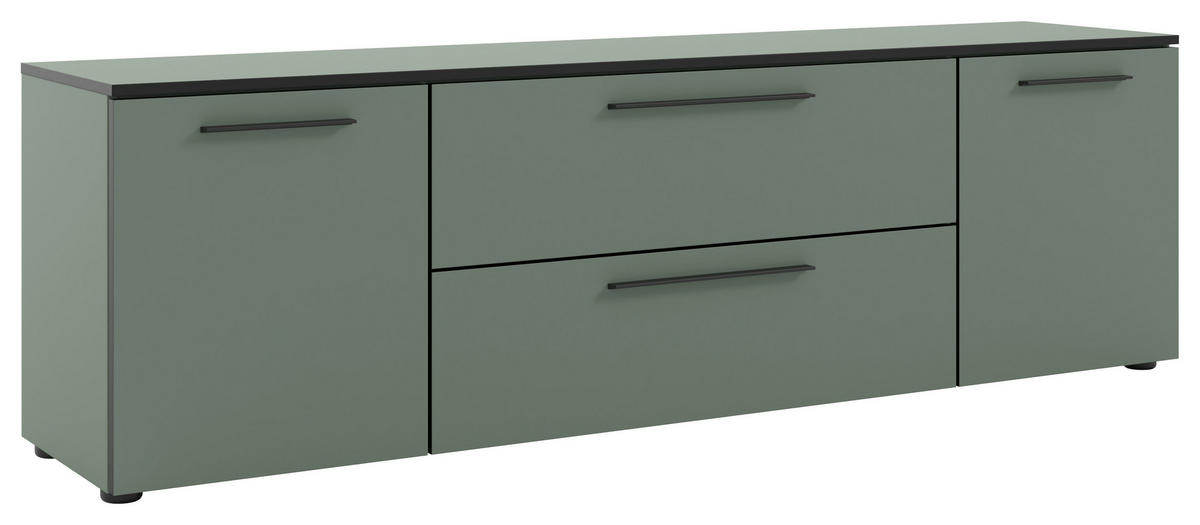 LOWBOARD Soul  in 180/55/40 cm  - Schilfgrün/Schwarz, MODERN, Holzwerkstoff/Kunststoff (180/55/40cm)