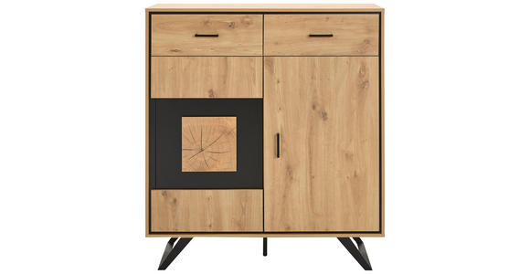HIGHBOARD in 110/121/40 cm - Eichefarben/Schwarz, LIFESTYLE, Holzwerkstoff/Metall (110/121/40cm) - Xora