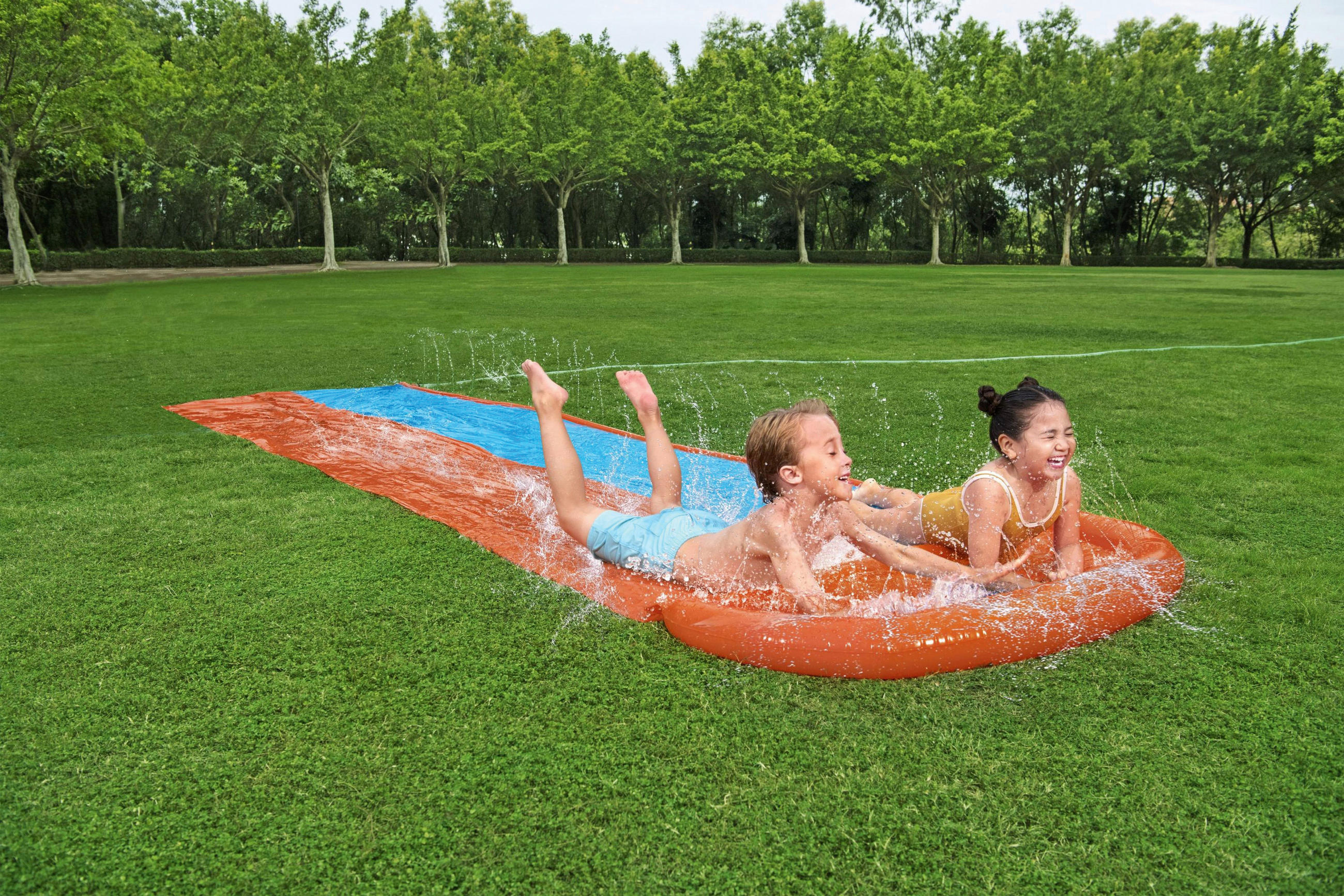 WASSERRUTSCHE DOUBLE 52328 Orange, Blau  - Blau/Orange, KONVENTIONELL, Kunststoff (138/488cm) - Bestway
