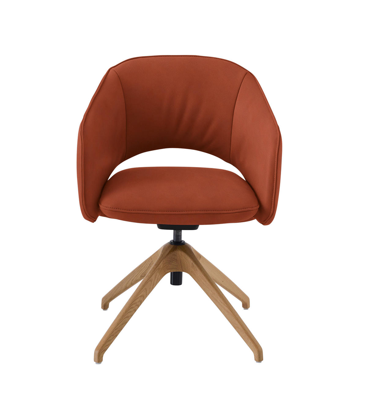 ARMLEHNSTUHL  in Echtleder naturbelassen  - Wildeiche/Rot, Design, Leder/Holz (63/74-90/57-73cm) - Koinor