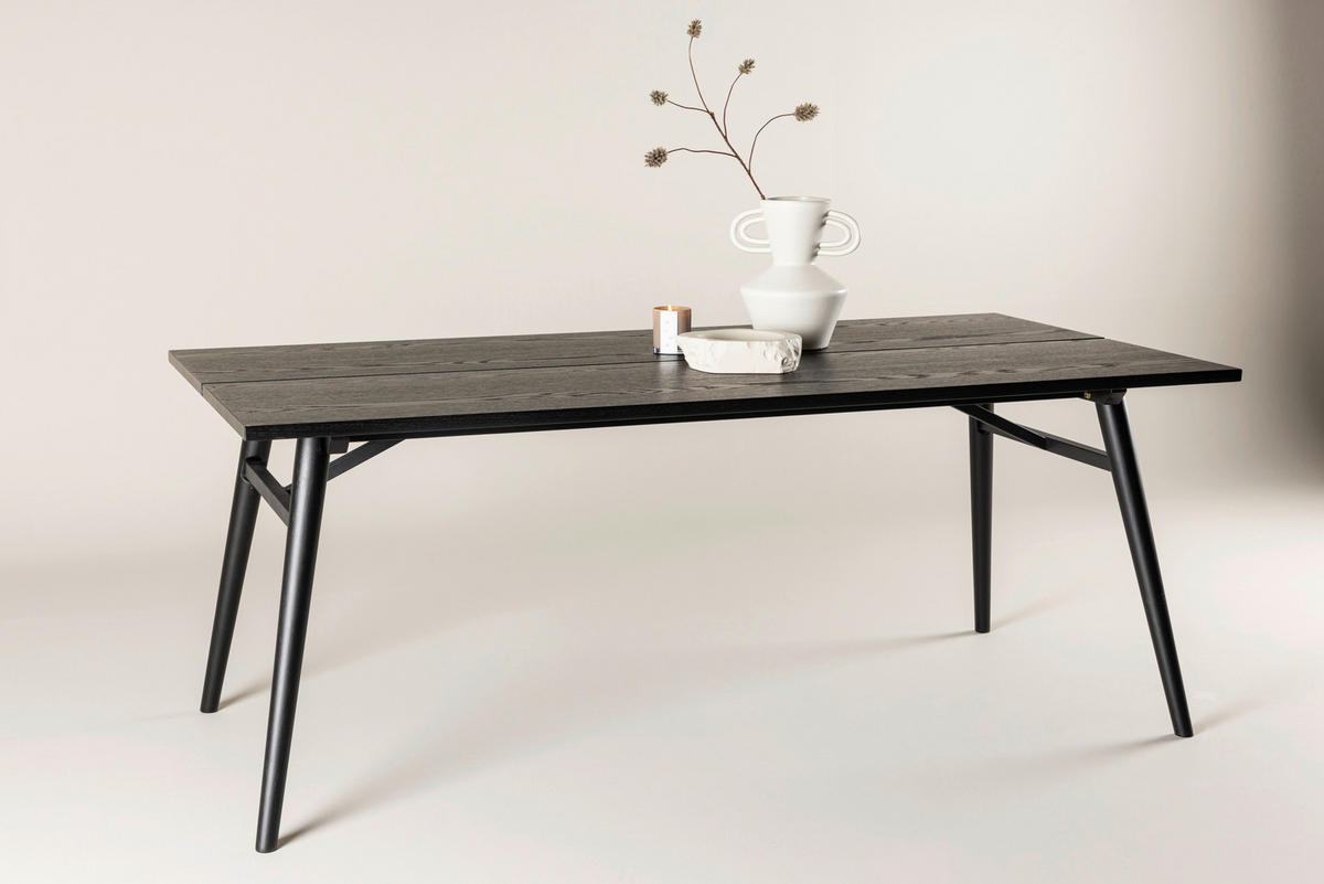 ESSTISCH 195/95/75 cm Nachbildung  Metall, Holzwerkstoff rechteckig Schwarz  - Schwarz, Design, Holzwerkstoff/Metall (195/95/75cm) - Livetastic