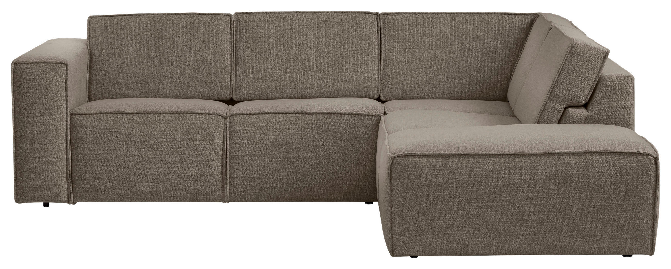 ECKSOFA DICE Grau, Taupe Struktur  - Taupe/Schwarz, MODERN, Kunststoff/Textil (275/220cm) - Trendmanufaktur