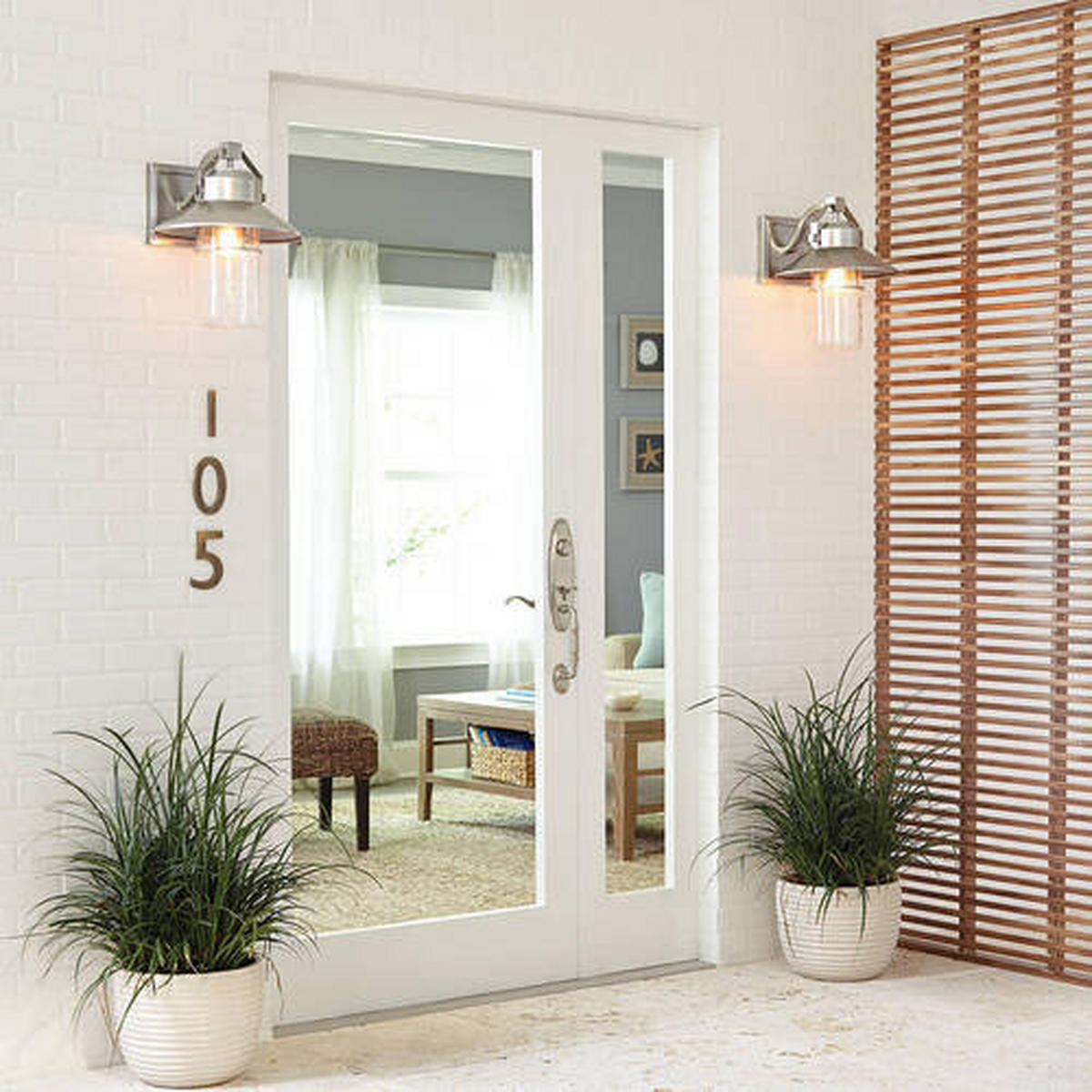 AUSSENWANDLEUCHTE - Edelstahlfarben, Konventionell, Glas/Kunststoff (22.9/27.3/27.1cm) - Elstead Lighting