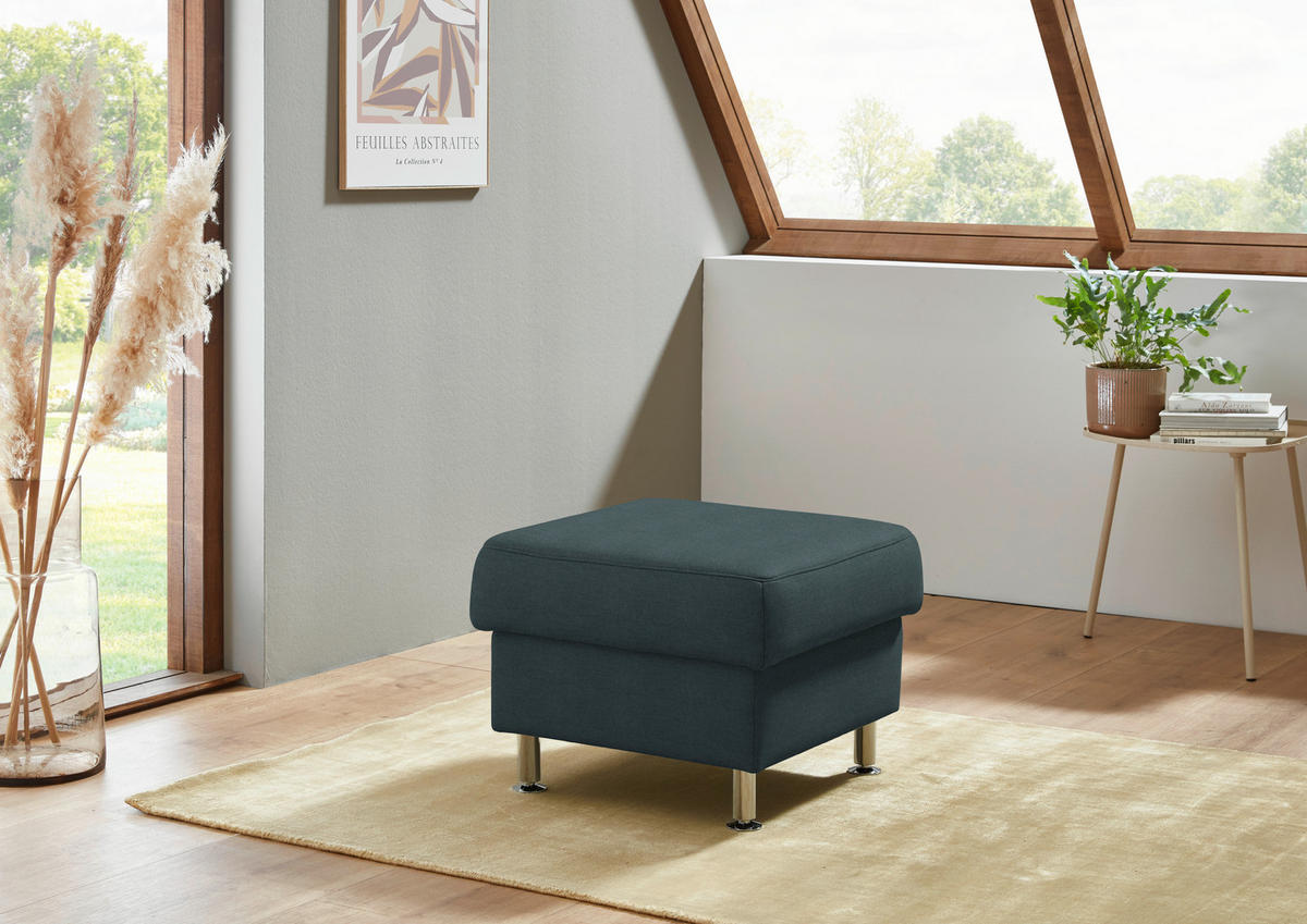 HOCKER in Textil Dunkelgrau  - Dunkelgrau/Alufarben, KONVENTIONELL, Textil/Metall (60/46/60cm) - Beldomo Comfort