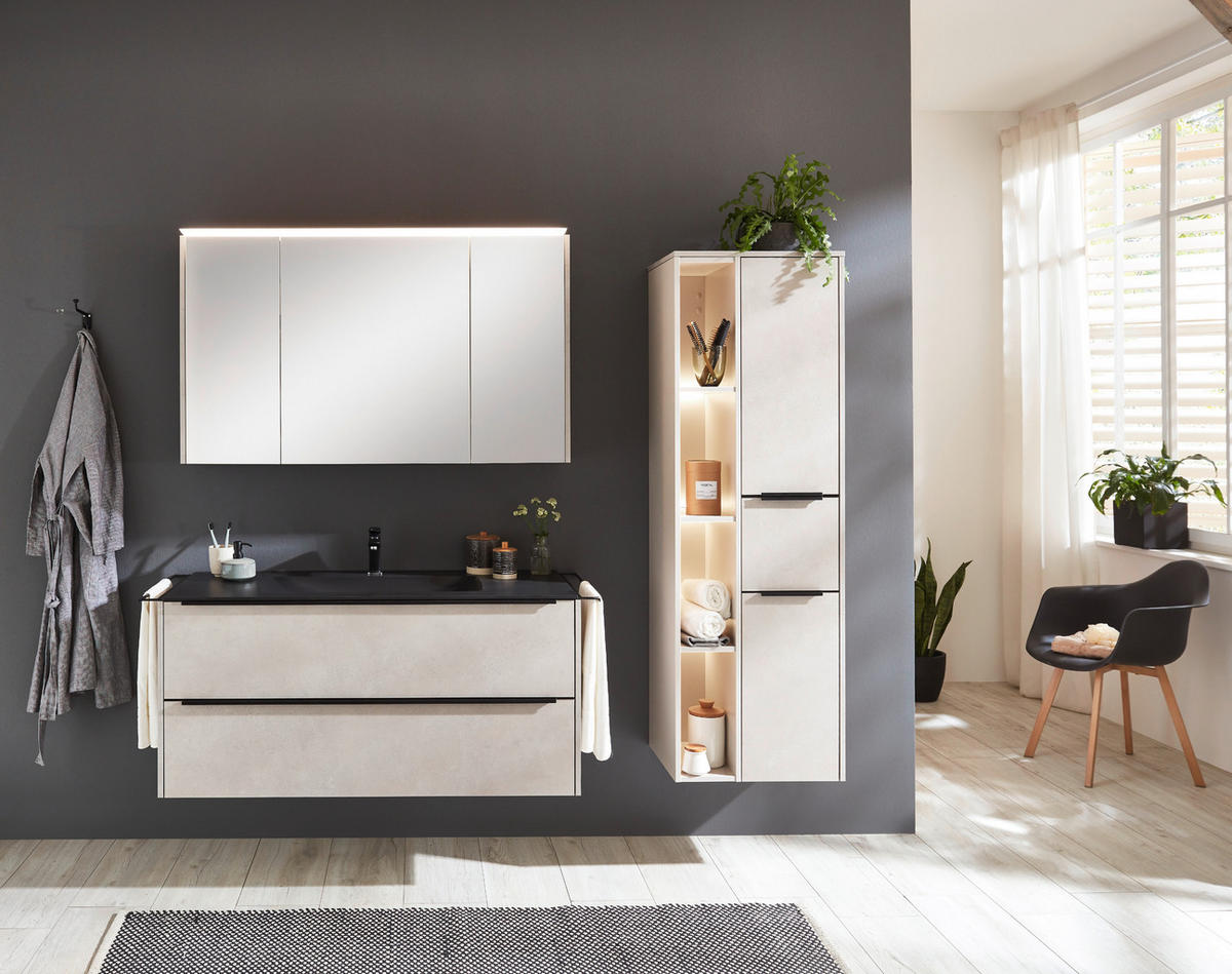 MIDISCHRANK 51,9/115,2/32 cm  - Sandfarben/Schwarz, MODERN, Holzwerkstoff/Metall (51,9/115,2/32cm) - Celina Home