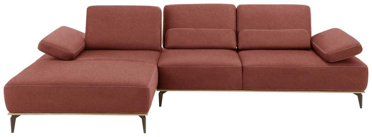 ECKSOFA Rot Mikrofaser  - Beige/Rot, Design, Textil/Metall (178/298cm) - Valnatura