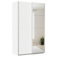 SCHWEBETÜRENSCHRANK 136/229/62 cm 2-türig Silberfarben, Weiß  - Silberfarben/Alufarben, MODERN, Holzwerkstoff/Metall (136/229/62cm)