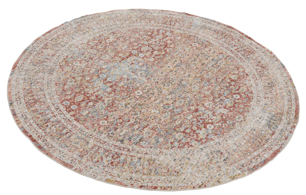 VINTAGE-TEPPICH  Wohnzimmer 160 cm TABRIZ Terracotta rund  - Terracotta, KONVENTIONELL, Kunststoff/Textil (160cm) - Dieter Knoll