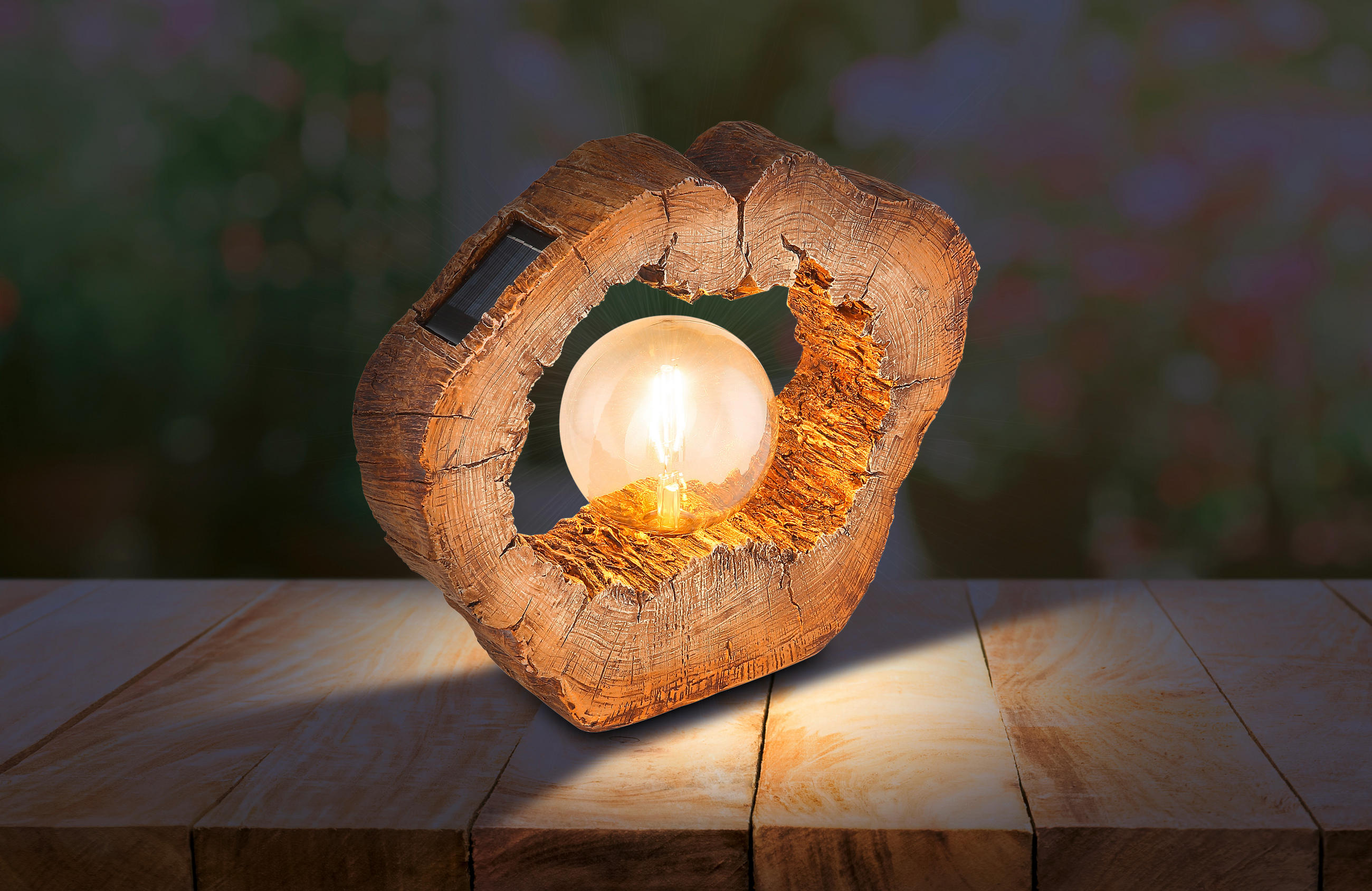 SOLARLEUCHTE 30,5/8,5/25,5 cm   - Braun, Natur, Kunststoff (30,5/8,5/25,5cm) - Globo