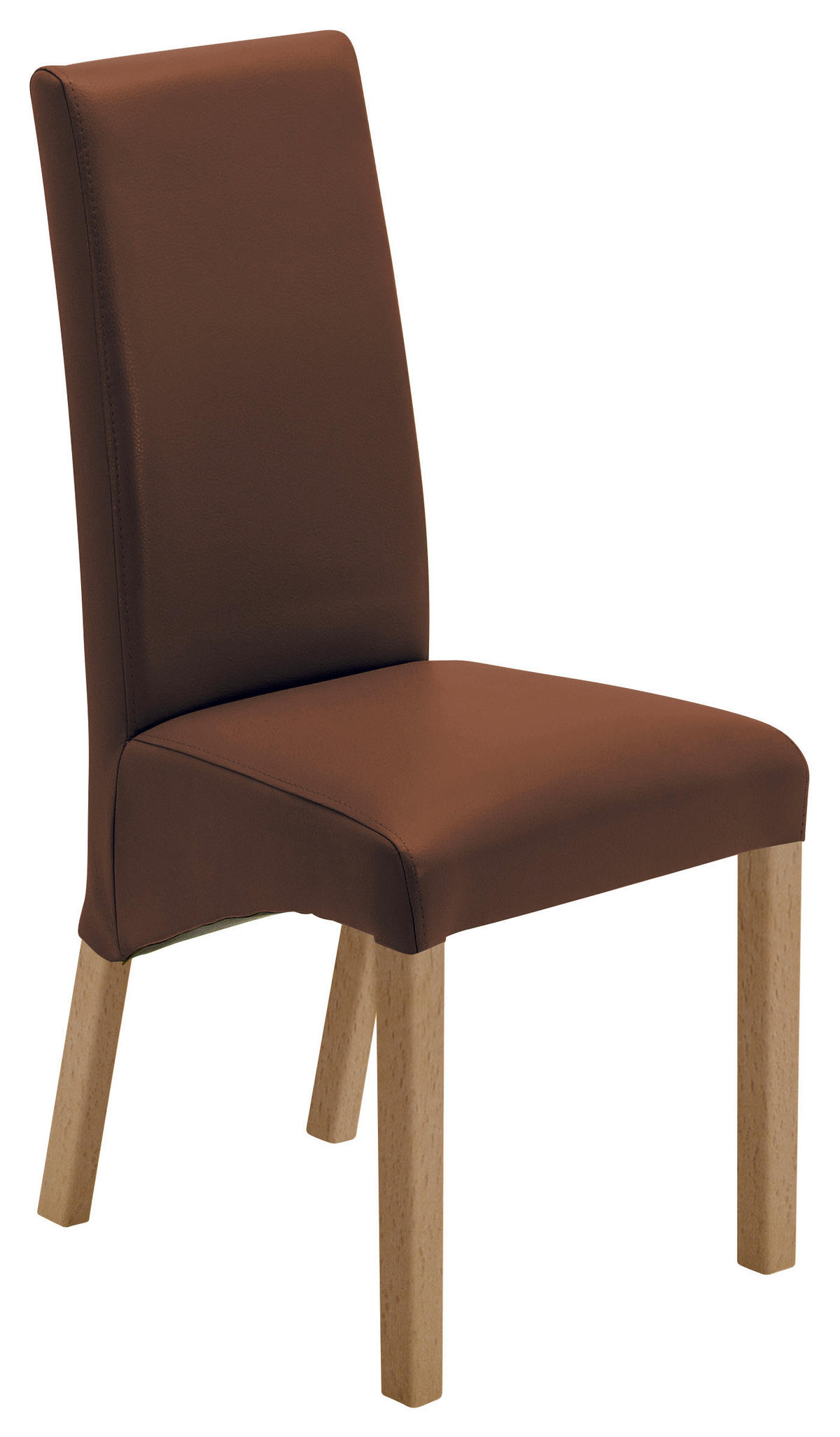 STUHL  in Lederlook  - Kastanienfarben/Buchefarben, Konventionell, Holz/Textil (47/102/57cm) - Carryhome
