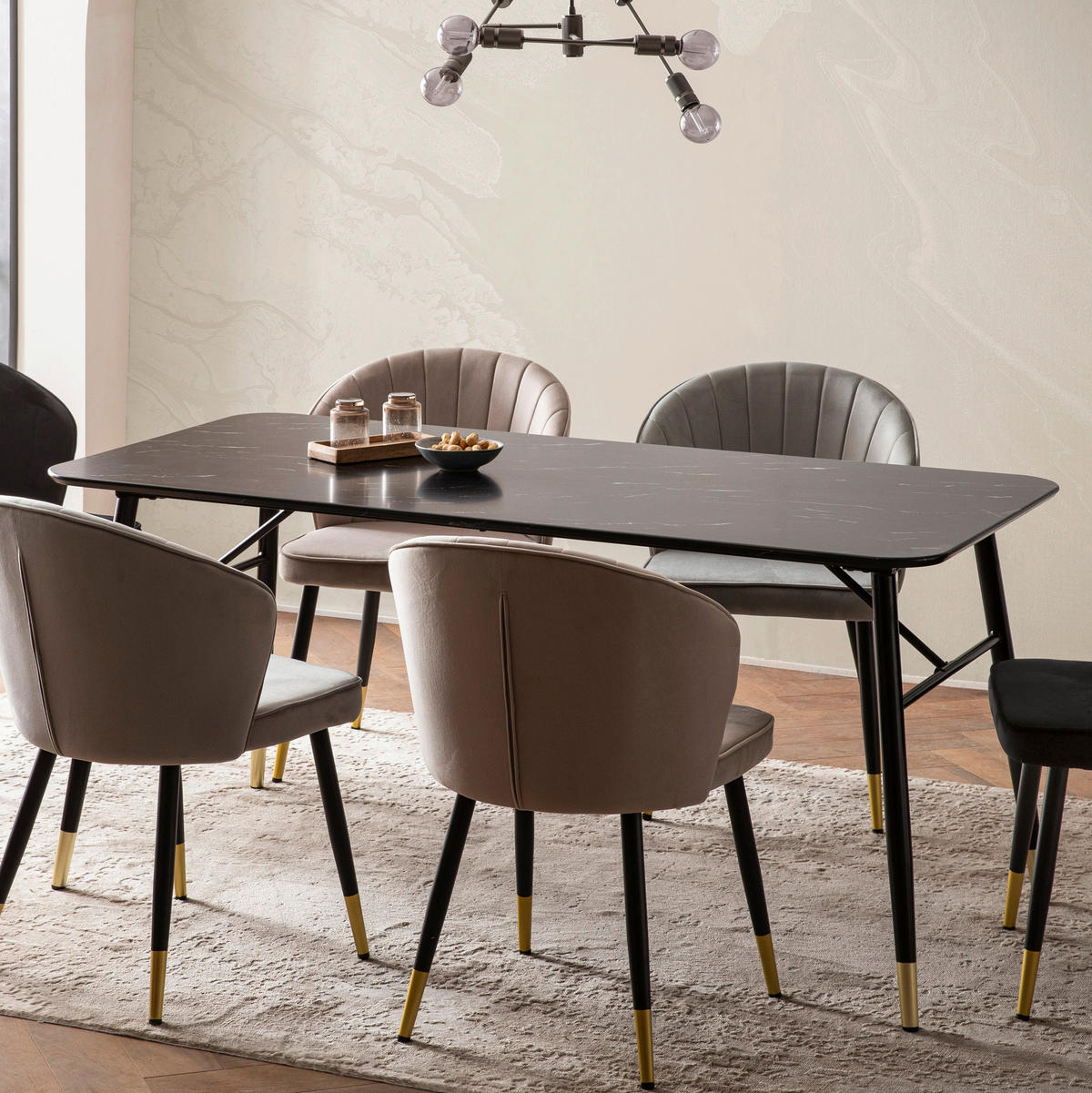 JÍDELNÍ STŮL, černá, 120/76/60 cm - černá/barvy zlata, Design, kov/kompozitní dřevo (120/76/60cm) - MID.YOU