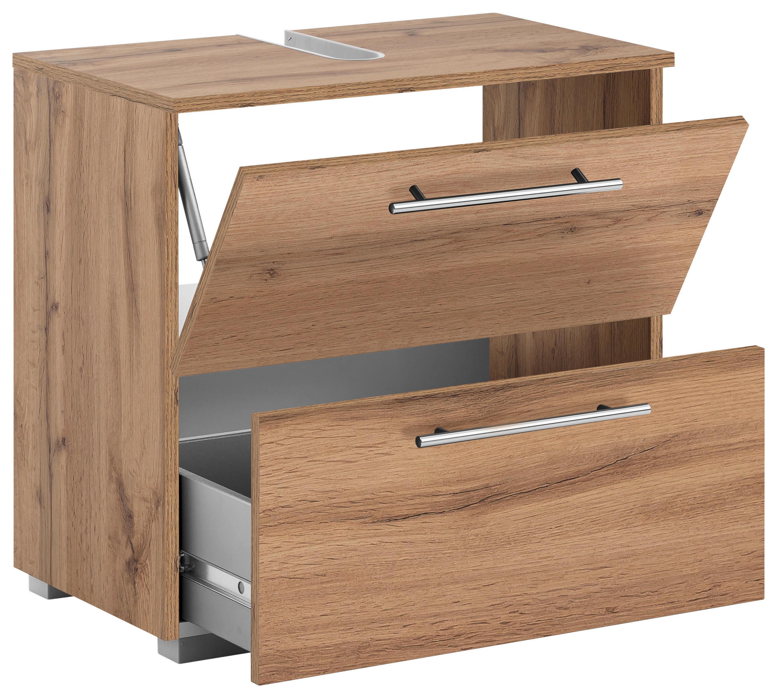 WASCHBECKENUNTERSCHRANK 60,2/59,1/35 cm  - Chromfarben/Eichefarben, KONVENTIONELL, Holzwerkstoff/Metall (60,2/59,1/35cm) - MID.YOU