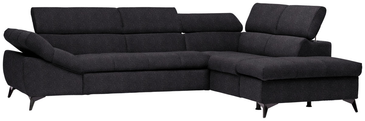 ECKSOFA in Mikrofaser Schwarz  - Schwarz, Design, Kunststoff/Textil (279/210cm) - Livetastic