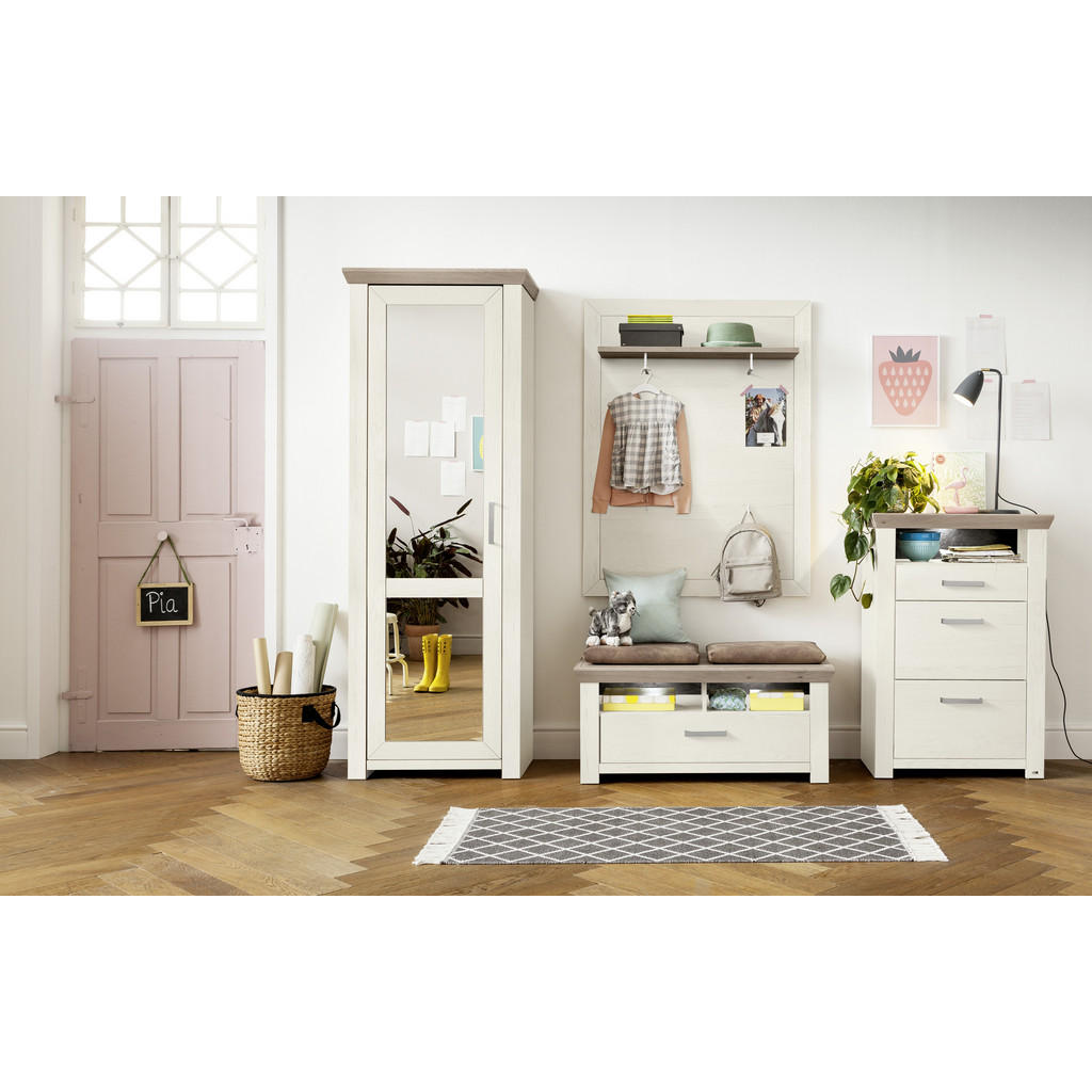 Thumbnail - SetOne by Musterring Garderobenbank, Eiche, Pinien, Metall, 1-Sitzer, 104.5x46.6x51.2 cm, Typenauswahl, Garderobe, Garde...