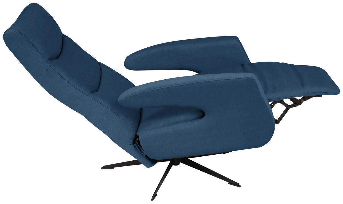 RELAXSESSEL Mikrofaser Relaxfunktion    - Schwarz/Dunkelblau, Design, Textil/Metall (75/106/89cm) - Welnova