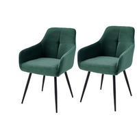 ARMLEHNSTUHL-SET 2 Stück  in Stahl Mikrofaser, Feincord  - Schwarz/Grün, MODERN, Textil/Metall (53/85/62cm) - MID.YOU