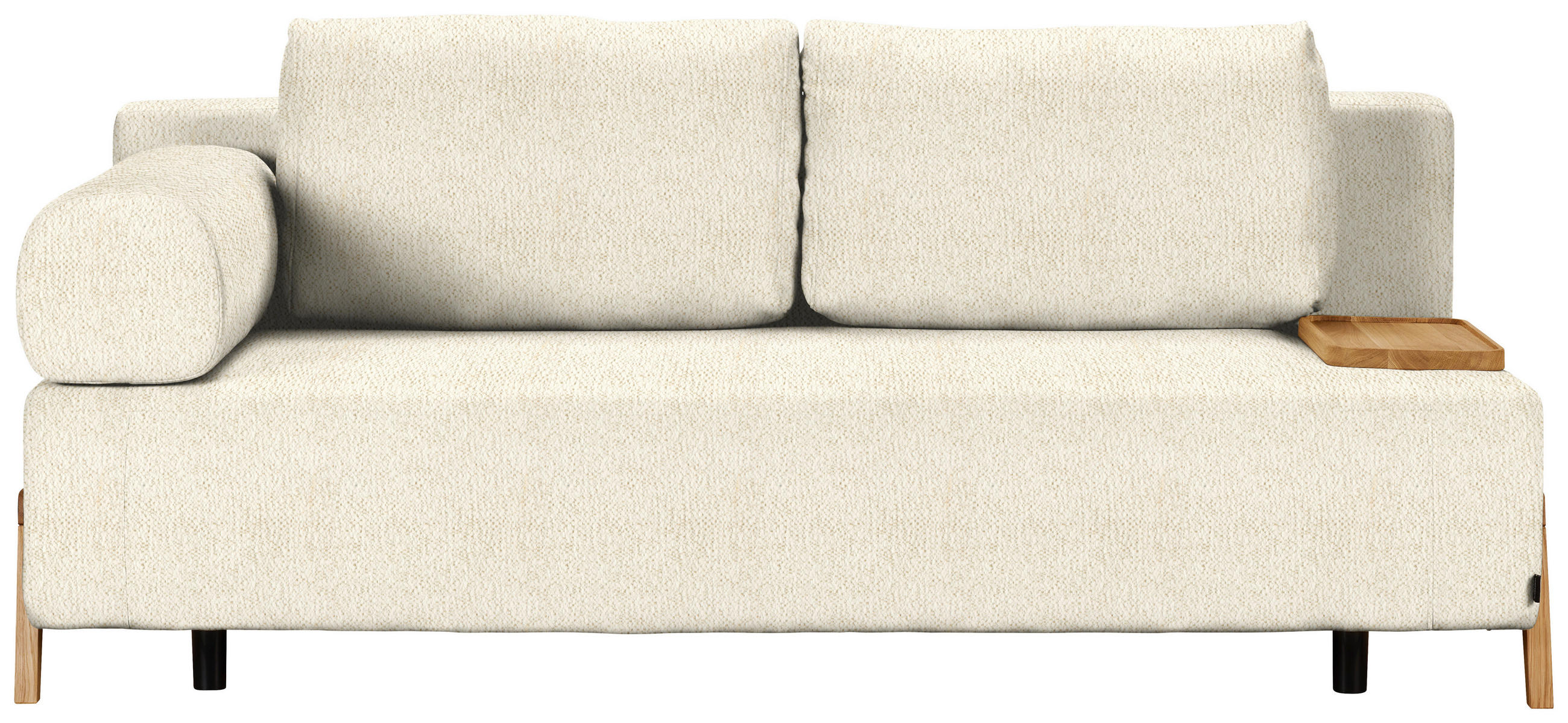 SCHLAFSOFA  mit Stoffauswahl, Armlehnen seitenverkehrt montierbar, Armteil links Struktur Creme  - Creme/Naturfarben, Design, Holz/Textil (211/88/102cm) - Niels Andersson